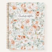 Carnet Fleurs de rose à monogramme feuilles d'eucalyptus  (Devant)
