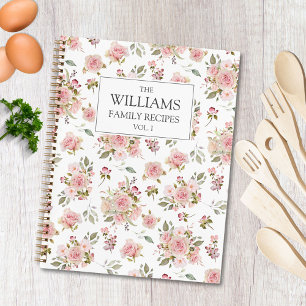Carnet Fleurs de rose rose aquarelle Recette de famille f
