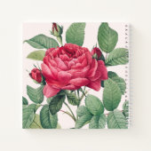 Carnet Fleurs de rose rouge avec Feuilles verts (Dos)