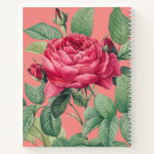 Carnet Fleurs de rose rouge avec Monogramme Feuille vert (Dos)