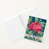 Carnet Fleurs de rose rouge avec Monogramme Feuille vert (Intérieur)