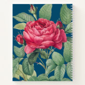 Carnet Fleurs de rose rouge avec Monogramme Feuille vert (Dos)
