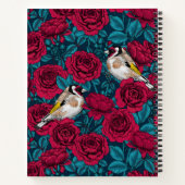 Carnet Fleurs de roses rouges et oiseaux d'or (Dos)
