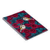 Carnet Fleurs de roses rouges et oiseaux d'or (Côté Droit)