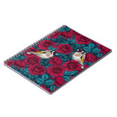 Carnet Fleurs de roses rouges et oiseaux d'or (Côté gauche)