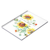 Carnet Fleurs de soleil aquarelles personnalisées (Côté gauche)