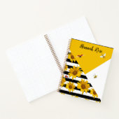 Carnet Fleurs de soleil blanches noires Bees Ladybugs (Intérieur)