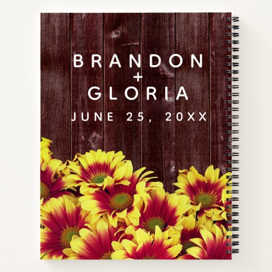 Carnet Fleurs de soleil d'automne rustiques sur Mariage d (Dos)