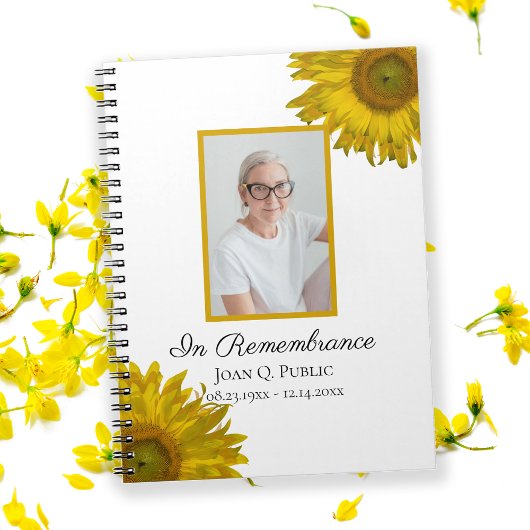Carnet Fleurs de soleil jaunes Fête de la vie funéraire