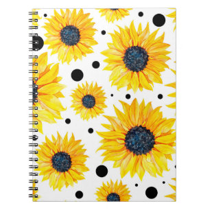Carnet Fleurs de soleil jaunes Motif Arrière - plan blanc