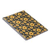 Carnet Fleurs de soleil jaunes Motif bleu foncé (Côté Droit)