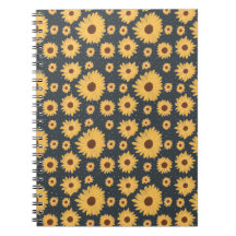 Fleurs de soleil jaunes Motif bleu foncé