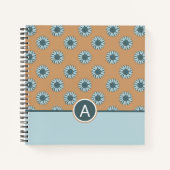 Carnet Fleurs de soleil monogrammes Bleu minuscule Orange (Devant)