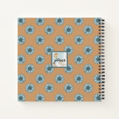 Carnet Fleurs de soleil monogrammes Bleu minuscule Orange (Dos)