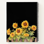Carnet Fleurs de soleil noir floral rustique (Dos)