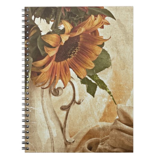Carnet Fleurs de soleil orange rouillées (Devant)