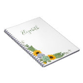 Carnet Fleurs de soleil personnalisées Flore verdure (Côté Droit)