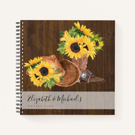 Carnet Fleurs de soleil rustiques Pays Western BUCKET LIS (Devant)