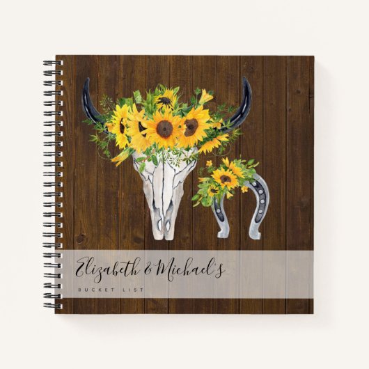 Carnet Fleurs de soleil rustiques Pays Western BUCKET LIS (Devant)