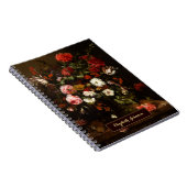 Carnet Fleurs de style ancien, nom personnalisé, monogram (Côté Droit)