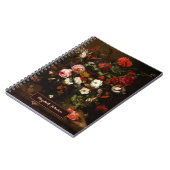 Carnet Fleurs de style ancien, nom personnalisé, monogram (Côté gauche)