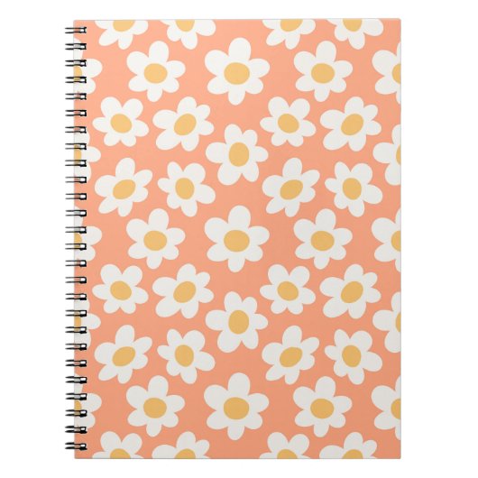 Carnet Fleurs de style rétro sur arrière - plan orange (Devant)