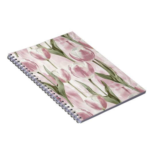 Carnet Fleurs de tulipe rose blanc (Côté Droit)