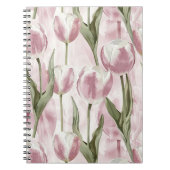 Carnet Fleurs de tulipe rose blanc (Devant)