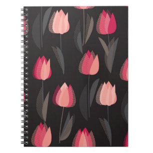 Carnet Fleurs de tulipe rouge abstrait moderne sans coutu