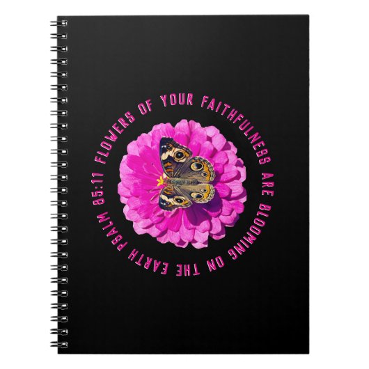 Carnet Fleurs de votre fidélité Fleur rose sur noir (Devant)