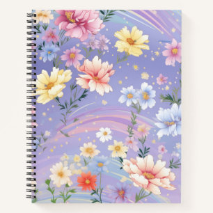CARNET FLEURS D'EAU ROSE JOLIMENT BLEU JAUNE