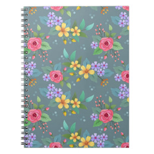 Carnet Fleurs dessinées à la main colorée motif design vi