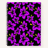 Carnet Fleurs d'hibiscus hawaïens violets tropicaux (Devant)
