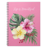Carnet Fleurs d'Hibiscus Jaune Rose Tropical (Devant)