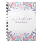 Carnet Fleurs d'hortensia bleues aquarelles chic modernes (Devant)