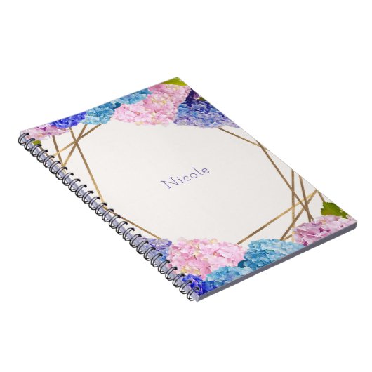 Carnet Fleurs d'Hydrangea et printemps or floral chic (Côté Droit)