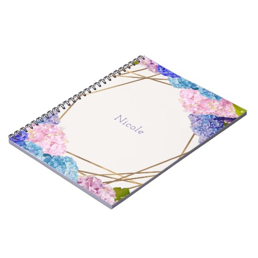 Carnet Fleurs d'Hydrangea et printemps or floral chic (Côté gauche)