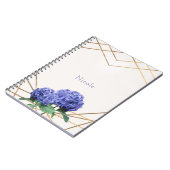 Carnet Fleurs d'Hydrangea & Or Elegant Floral Custom (Côté gauche)