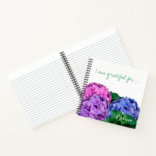 Carnet Fleurs d'hydrangée bleu et rose personnalisées (Intérieur)