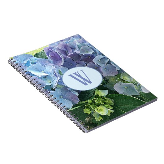 Carnet Fleurs d'Hydrangée Bleue Monogramme initial (Côté Droit)