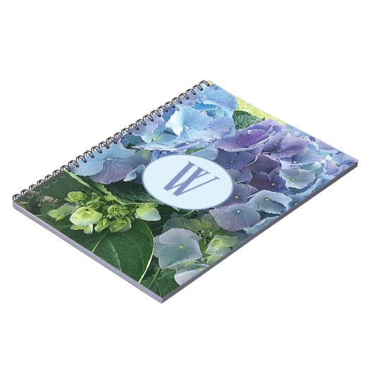 Carnet Fleurs d'Hydrangée Bleue Monogramme initial (Côté gauche)