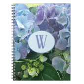Carnet Fleurs d'Hydrangée Bleue Monogramme initial (Devant)