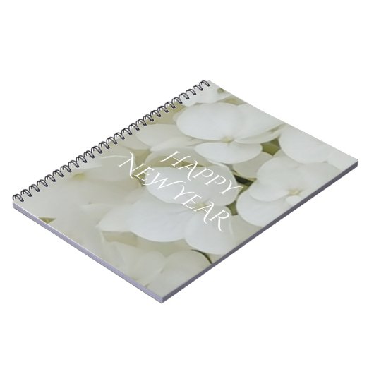 Carnet Fleurs d'Hydrangée Floral Blanc Élégant Fleur (Côté gauche)