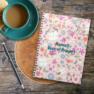 Carnet Fleurs Ditsy Personnalisées Rose Pâle 