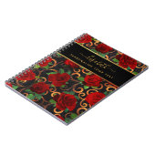 Carnet Fleurs d'or de luxe Elégant Chic Classy Noir (Côté gauche)