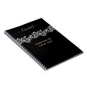 Carnet Fleurs d'or de luxe Elégant Chic Classy Noir (Côté Droit)