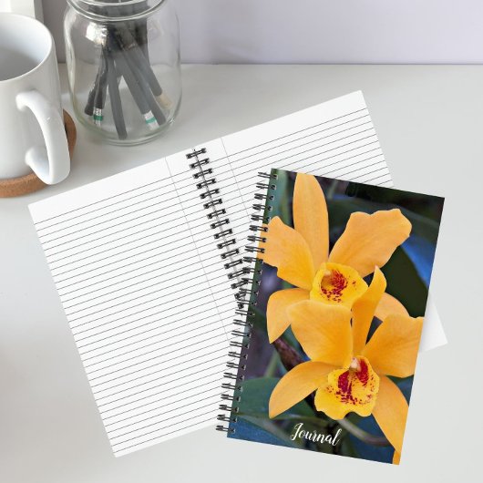 Carnet Fleurs d'orchidée orange en floraison