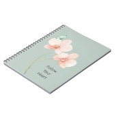 Carnet Fleurs d'orchidée rose papillon vert menthe (Côté gauche)