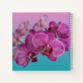 Carnet Fleurs d'orchidées roses Magenta Monogramme (Dos)