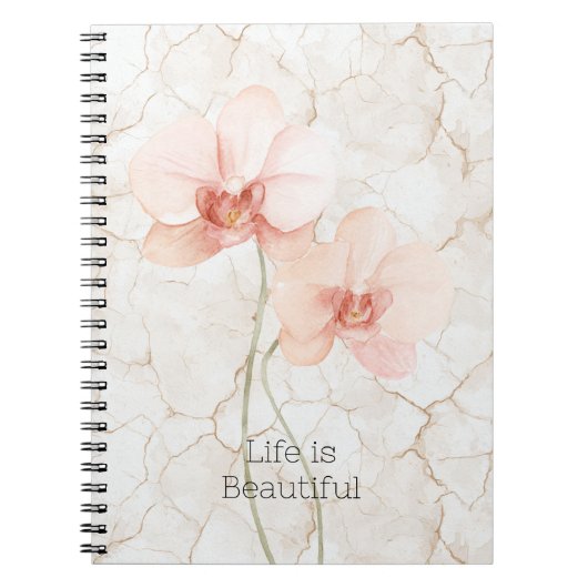 Carnet Fleurs d'orchidées roses tropicales blush (Devant)